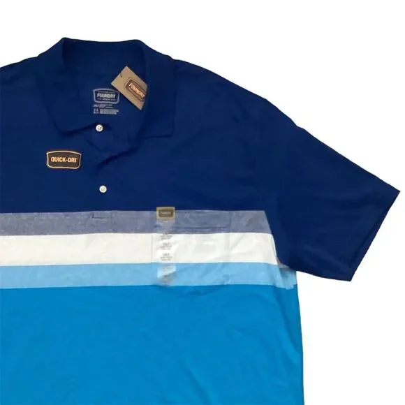 The Foundry Men's Blue Striped Polo Shirt Size L Golf Casual Summer - Picture 3 of 5
